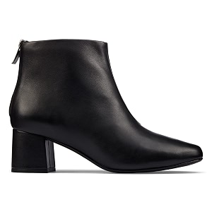 Clarks Womens Sheer55 Zip Black Leather Boot-6.5