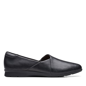 Clarks Womens Jenette Grace Black Leather Boat