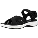 Clarks womens Mira Tide Black Flat Sandal
