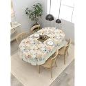 Clasiko 4 Seater Oval Dining Table Cover; 54x78 Inches or 137x198 Cms; Material - PVC; Anti Slip; Multicolor Checks