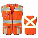 Class 2 Safety Vest with Zipper Front and multiple Pockets, High Visibility Vest, Meets ANSI/ISEA Standards