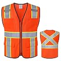 Class 2 Safety Vest with Zipper Front and multiple Pockets, High Visibility Vest, Meets ANSI/ISEA Standards