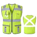 Class 2 Safety Vest with Zipper Front and multiple Pockets, High Visibility Vest, Meets ANSI/ISEA Standards