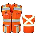 Class 2 Safety Vest with Zipper Front and multiple Pockets, High Visibility Vest, Meets ANSI/ISEA Standards
