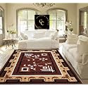 Classic Area Rug Brown Cream 6x8 Feet