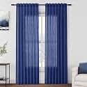 Classic Blue Linen Curtains 84 Inch Length