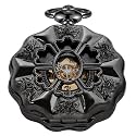 Classic Bronze/Black Mechanical Pocket Watches, Mechanical Vintage Bronze/Black Mechanical Pocket Watches Roman Numerals Black Dial Watches