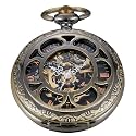Classic Bronze/Black Mechanical Pocket Watches, Mechanical Vintage Bronze/Black Mechanical Pocket Watches Roman Numerals Black Dial Watches