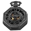 Classic Bronze/Black Mechanical Pocket Watches, Mechanical Vintage Bronze/Black Mechanical Pocket Watches Roman Numerals Black Dial Watches