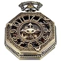 Classic Bronze/Black Mechanical Pocket Watches, Mechanical Vintage Bronze/Black Mechanical Pocket Watches Roman Numerals Black Dial Watches
