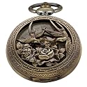 Classic Bronze/Black Mechanical Pocket Watches, Mechanical Vintage Bronze/Black Mechanical Pocket Watches Roman Numerals Black Dial Watches