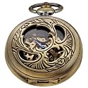 Classic Bronze/Black Mechanical Pocket Watches, Mechanical Vintage Bronze/Black Mechanical Pocket Watches Roman Numerals Black Dial Watches