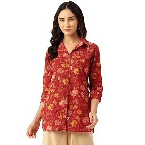 Classic collared cotton shirt with 3 4