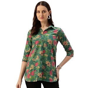 Classic collared cotton shirt with 3 4