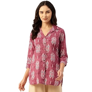 Classic collared cotton shirt with 3 4