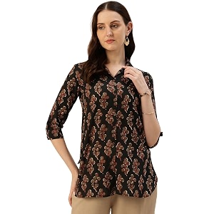 Classic collared cotton shirt with 3 4