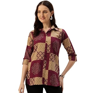 Classic collared cotton shirt with 3 4