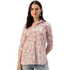 Classic collared cotton shirt with 3 4