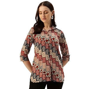 Classic collared cotton shirt with 3 4