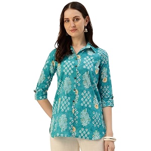 Classic collared cotton shirt with 3 4