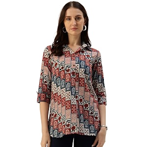 Classic collared cotton shirt with 3 4