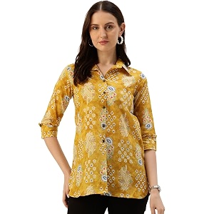 Classic collared cotton shirt with 3 4