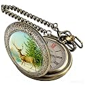 Classic Copper Design Hand Winding Mechanical Roman Number Steampunk Pocket Watch Mens Watches with Chain&amp;Box
