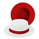 Classic Fedora Hat Two Tone Flat Top Hat with Band Wide Brim Pork Pie Hat Adjustable Patchwork Colors Panama Hat