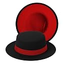 Classic Fedora Hat Two Tone Flat Top Hat with Band Wide Brim Pork Pie Hat Adjustable Patchwork Colors Panama Hat