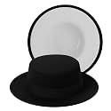 Classic Fedora Hat Two Tone Flat Top Hat with Band Wide Brim Pork Pie Hat Adjustable Patchwork Colors Panama Hat