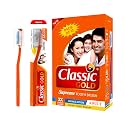 Classic Gold Supreme Medium Manual Toothbrush For Adults | With Dupont Tynex Bristles and Crystal Clear Anti Bacterial Cap | Pack of 12 Pieces - Multicolor