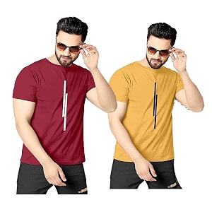 Classic Men Solid Polyester Round Neck Tshirt