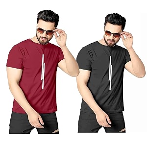 Classic Men Solid Polyester Round Neck Tshirt