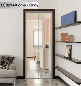 classic mosquito net 200x140 cms magnetic door mesh self-closing with full frame self adesive hook fibre washable adults mosquito net 200x140-grey-fg frame hung