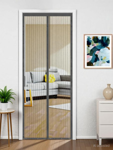 classic mosquito net net for door with magnet self-closing with full frame self adhesive hook polyester washable adults mosquito net