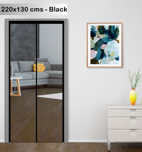 classic mosquito net net for door with magnet self-closing with full frame self adhesive hook polyester washable adults mosquito net 220x130-black-poly frame hung
