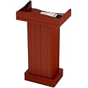 Classic Podium Stand with Drawer and Open Storage Floor Standing Lectern Wide Countertop Presentation Speaking Lectern for Church School and Business Conferences(Brown)