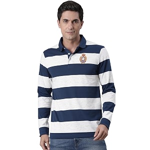 Classic Polo Mens Full Sleeve Navy Off-White