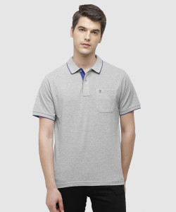 Classic Polo Solid Men Polo Neck Grey