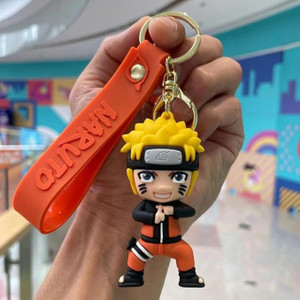 classic quirk cute naruto uzumaki silicone 3d keychain with strap charm  metal hook key ring key chain