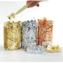 Gold Leaf Flakes with Tweezers for Cakes Decorations, Arts N Craft 3 Bottle (Gold, Silver, Rose Gold) 15gm Each Bottle