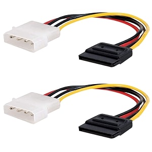 4 pin ide molex male to 15 pin serial ata sata hard drive adapter power cable for personal computer server pack of 2 metallic