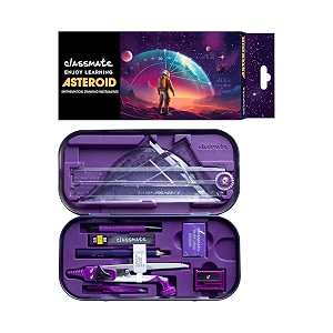 classmate asteroid geometry box  compass-cum-divider with arm locking mechanism  30 cm foldable scale mechanical pencil  double sided tray