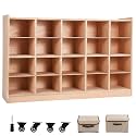 Classroom Coat Locker with Cubbies, Double Side Coat Hooks, Anti-tip Anchors, Casters, Hooks and Storage Boxes,for Classrooms & Playrooms