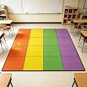 Classroom Rug with 16 Seats- 6'7" x 8'6" Large Rectangle Carpet Squares for Elementary, Preschool, Daycare - Non Slip, Flame Retardant, Easy Clean Nylon Mat for Reading Circle & Playroom