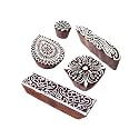 Classy Motif Mix and Flower Wood Stamps for Printing (Set of 5)