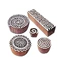 Classy Pattern Spiral and Round Wood Block Stamps (Set of 5)