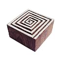 Classy Square Spiral Motif Wood Block Print Stamp - DIY Henna Fabric Textile Paper Clay Pottery Block Printing Stamp