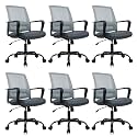 CLATINA Ergonomic Office Desk Chair - Mesh Office Chair with Adjustable Lumbar Support, Rolling Comfortable Computer Task Chairs with Arms for Home Conference-Gray, 6 Pack