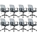 CLATINA Ergonomic Office Desk Chair - Mesh Office Chair with Adjustable Lumbar Support, Rolling Comfortable Computer Task Chairs with Arms for Home Conference-Gray, 8 Pack